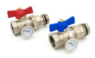 Isolating valves with temperature gauges 1"